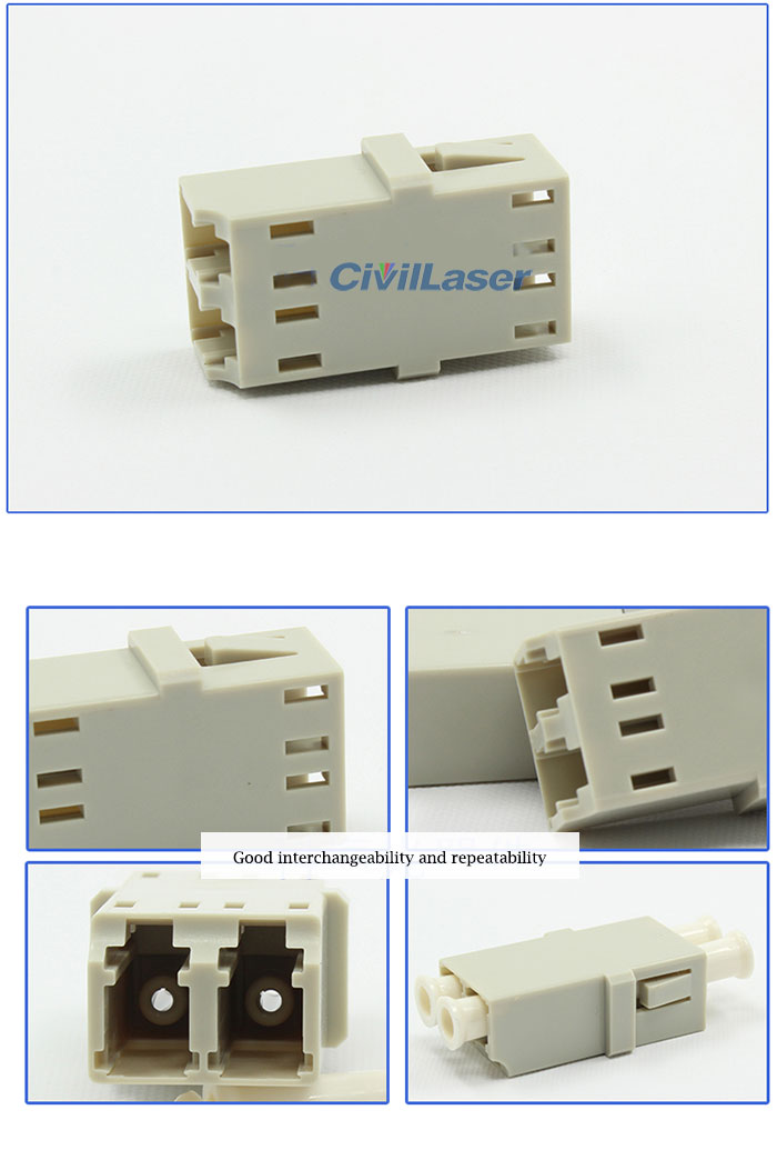 Multimode Double Core Plastic LC Fiber Optic Adapter